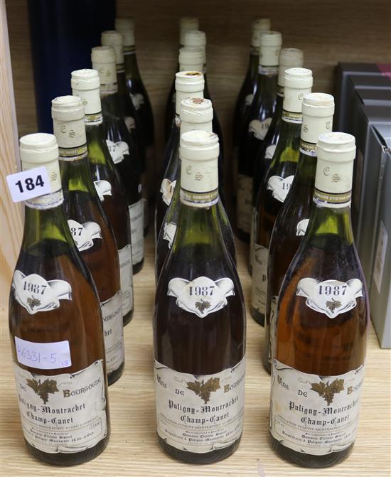 Eighteen bottles of Etienne Sauzet Puligny Montrachet Ler Cru Champ Canel 1987